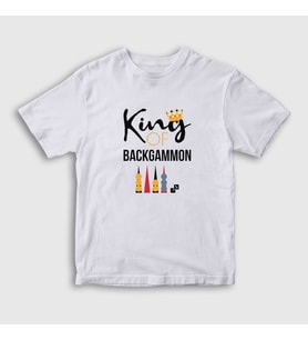 Presmono Unisex Çocuk Beyaz King Of Backgammon Oyun Tavla T-Shirt 418343tt (Beyaz)
