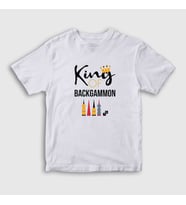 Presmono Unisex Çocuk Beyaz King Of Backgammon Oyun Tavla T-Shirt 418343tt (Beyaz)
