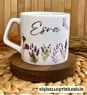 Kişiye Özel İsimli Lüks Kupa Bardak Lavanta Bahçesi