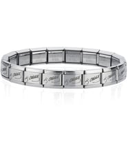 K. Atatürk İmzalı İtalyan Charm Unisex Çelik Bileklik 21cm scb61 (Beyaz)