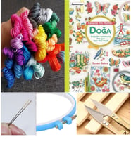Doğa Kanaviçe Seti 25 Ip+kanaviçe Kitabı+iplik Kesme Aparatı+6 Iğne +21 Cm Kasnak+kumaş