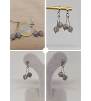 Doğaltaş Silver Çelik Küpe - Labradorit Taşı Kiraz Serisi (55672)