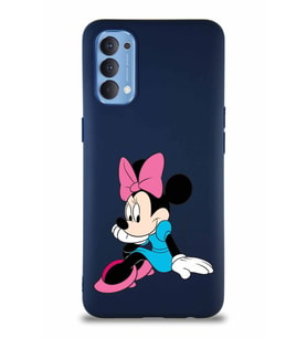 Oppo Reno 4 Soft Premier Kapak Minnie Mouse-E Tasarımlı Silikon Kılıf - Lacivert (Şeffaf)