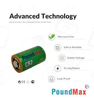 PoundMax lityum CR-2 (CR17355, CR-2M, DLCR2, KCR2, 6206) özel pil, 3V  1x 1-paket