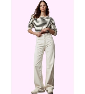 Kadın Düz Desen Wide Leg Pantolon Pamuk Rahat Günlük Stil Hafta Sonu Yaz Aylarının Vazgeçilmezi (Ekru)