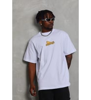 Erkek Kısa Kol Yazlık Tişört Bisiklet Yaka Baskılı Oversize T-Shirt - Beyaz