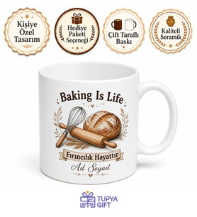 Baking Is Life Yazılı Fırıncılık Hayattır Kupa Bardak Pastacı Hediye