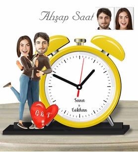 Kişiye Özel Ahşap Saat-Sevgililer Günü Hediyesi Sevgili Model-3