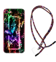 Apple iPhone 5 6 7 8 Plus Se XR Kılıf Boyun Asklı Rasta Silikon Butterfly Neon 1684