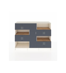 Hyperion Dolap 10 Raflı 9 Kapaklı 220x44x163 Aytaşı-Antrasit/Çam