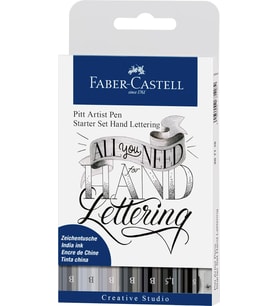 Faber-Castell Pitt Artist Pen Kaligrafi Seti 8’Li, Siyah Gri Tonları, 4 Uç Tipi (B, S, 1.5), Kalemtr (Standart)