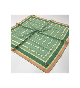 Geometrik Desen Gold Seri Twill Eşarp Eşarp Askısı ile Birlikte 90x90 cm Yeşil S
