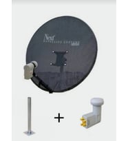 Next Nextstar Next 80 Cm Delikli 0,6 Mm. Gri Renk Ofset Çanak Anten +... 4'lü Lnb...+ 45 Cm Montaj Borusu