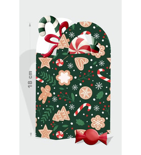 Yılbaşı Temalı Kurabiye Adam Temalı Çanta 18x10 cm *8'li Paket