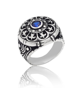 Safir Taşlı 925 Ayar Gümüş Erkek Yüzük 201023725