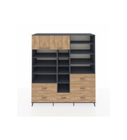 Kronos Dolap 17 Raflı 6 Çekmeceli 3 Kapaklı 220x59x243 Antrasit-Çam/Çam