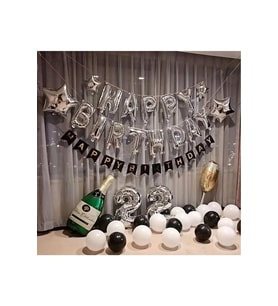 Şampanya Ve Kadehli Yetişkin Doğum Günü Alfabe Balonlar
