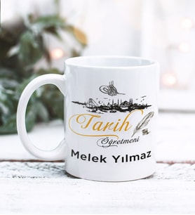 Tarih Öğretmeni Tasarımlı Kişiye Özel Kupa Bardak (Beyaz)