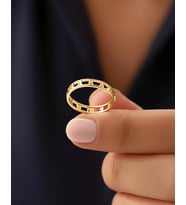 Şerit İki İsimli Tamtur Alyans 14 Ayar Altın Yüzük (Gold)