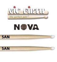 Vic Firth N5AN Nova 5A Naylon Uçlu Hickory Baget (Ekonomik Seri) Amerikan Hickory Ağacı, Dayanıklı Naylon Uç, Dengeli Geri Sekme ve Yüksek Fiyat/Performans Avantajı