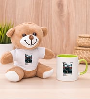 Kişiye Özel İnstagram Tasarım Fotoğraflı Peluş Ayı ve Yeşil Kupa