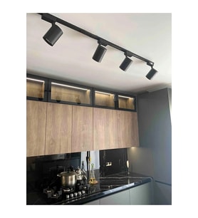 Siyah Kasa Ve Günışığı 4 Adet 270 Derece Dönen Led Ray Spot Lamba 1 Metre Raylı Armatür