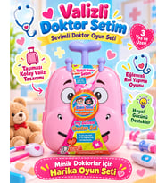 Oyuncak Çekçek Valizli Aksesuarlı Makyaj Doktor Tamir Set Taşınabilir Tekerlekli Renkli Çantalı Bavul Güzellik Eğitici Meslek Seti 50x25 Cm