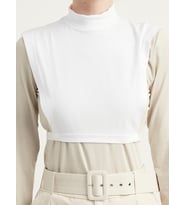 Balıkçı Yaka Pamuk Boyunluk - Beyaz ( Small - Medium)