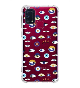 PrintiFy Samsung Galaxy M31 Uyumlu Nazar Boncuğu 2 Baskılı Şeffaf Köşe Korumalı Antişok Kılıf