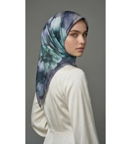 Levidor Kristal Eşarp Zambak Desen Mavi
