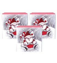 Yılbaşı Noel Baba ve Geyik Motifli Hediye Kutusu Büyük Set 3'lü