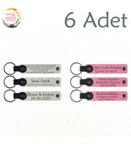 Beyaz & Pembe, Aile Tatillerine Küçük Hatıra, 6’lı Set, İsim Yazılabilen Deri Anahtarlık