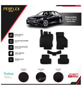 Mercedes W212 E Serisi 2009-2016 3D Havuzlu Paspas (Siyah - Beyaz)