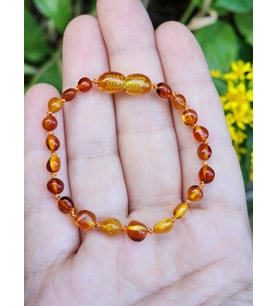 Damla Kehribar 16 cm Karamel Renk Çocuk Bileklik Sertifikalı