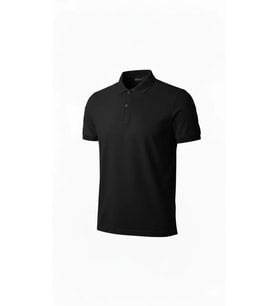 pilelistore- Erkek Pike Kumaş Düğmeli Yaka Regular Fit Günlük Kısa Kol Tişört T-shirt - Siyah