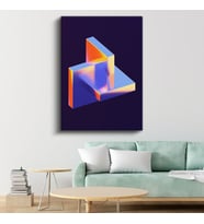 Geometrik Boyutlar - Neon Işıklı 3D Yapı Kanvas Tablo