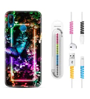 Huawei P20 Lite Mate 10 20 Lite Pro P40 Lite KılıfKablo Koruma Spiral Silikon Butterfly Neon 1684