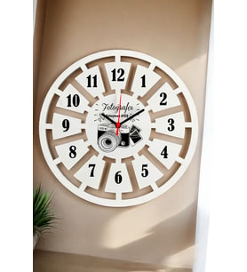 Fotoğrafçıya Hediye Duvar Saati 40cm 001 (Beyaz)