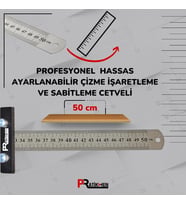 Profesyonel Hassas Ayarlanabilir Çizme, İşaretleme ve Sabitleme Cetveli (50 cm)