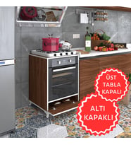 Kenzlife ankastre modülü kabini krom cvz fırın ocak dolabı kapaklı ayaklı sabit tabla (Karışık)