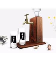 BK Gift Kişiye Özel Renkli Baskılı Godfather Baba Tasarımlı İkili Rakı Bardağı ve Ahşap Rakı Standı Hediye Seti-8 (Model 1)