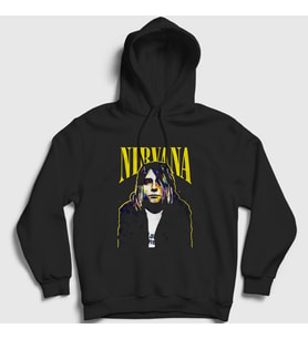 Presmono Unisex Siyah Cobain Nirvana Kapüşonlu Sweatshirt 99057tt