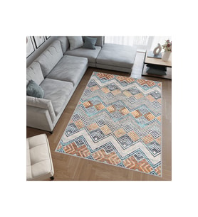 Rovigo Home Dijital Baskı Yıkanabilir Kaymaz Taban Salon Halısı RVG0617 (Kahverengi)