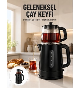 0,9 L Cam Demlik Ve 1,7 L Su Haznesi İle Çay Keyfi Yeni Nesil