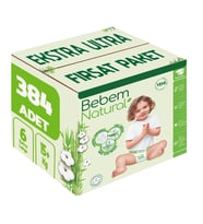 Bebem Bebek Bezi Natural 6 Beden 15+ KG Extra Large 384 Adet Ekstra Ultra Fırsat Pk
