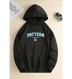 Pattern Baskılı Unisex Oversize Sweatshirt (Siyah)