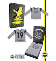 Fenerbahçe Orijinal Lisanslı Kişiye Özel Uzun Kol Lacivert Bebek Sweat Kutulu (Gri)
