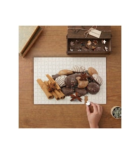 Çikolatalı Kurabiyeler - Çubuk Tarçın Tasarımı 240 parça Ahşap Puzzle Ahşap Kutuda MP01674