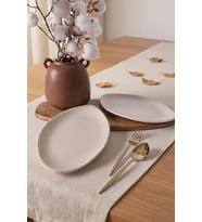 Mat Krem Bloom Kayık Tabak 31 Cm 2 Adet 040