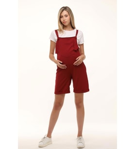 Luvmabelly MYRA6207 - Bordo Hamile Şort Salopet